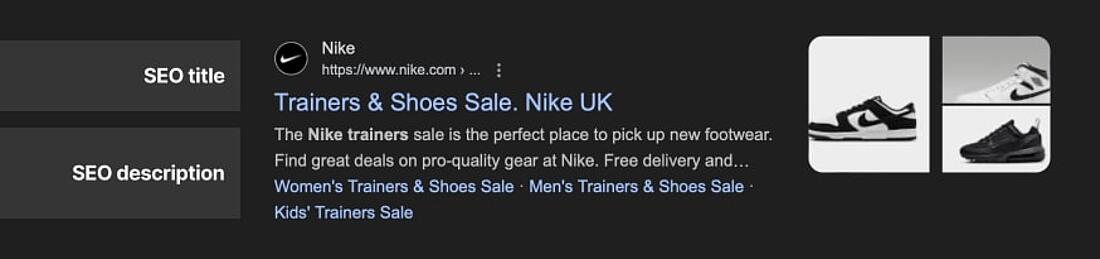 Screenshot great SEO content example Nike