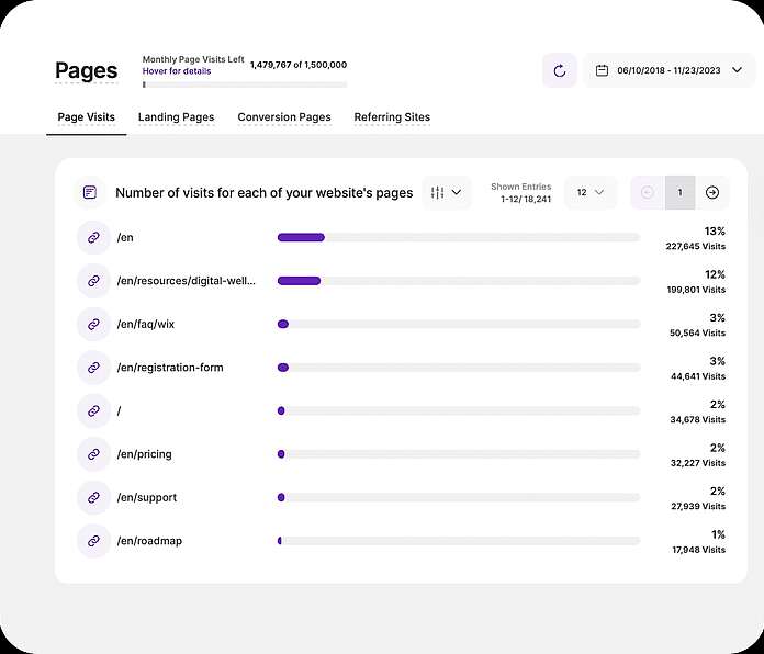 TWIPLA - website statistics - page performance