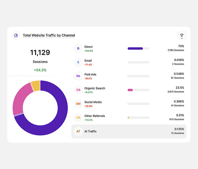 Traffic structure - overview of digital channels - TWIPLA website intelligence