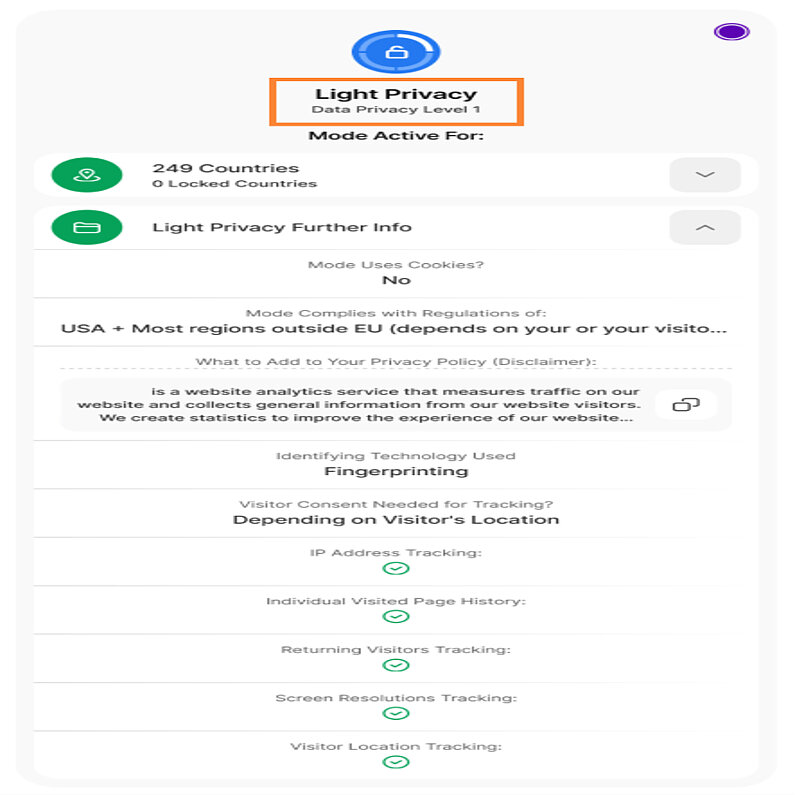 Modul de confidențialitate a luminii