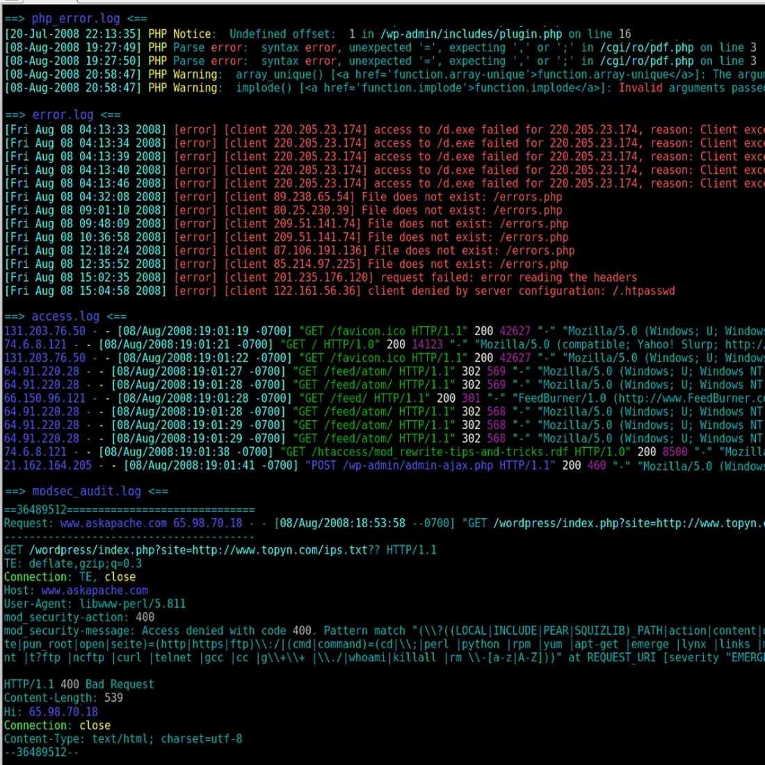 Server Dateiprotokoll Webseite Analyse